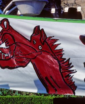Detalle de pancarta en el pueblo de Gernika
