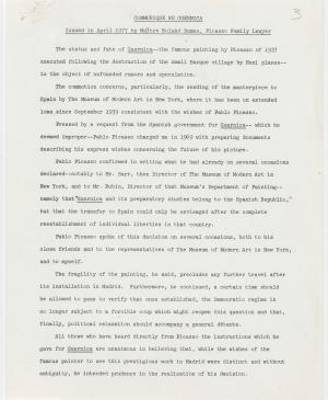 Roland Dumas's communiqué on  Guernica