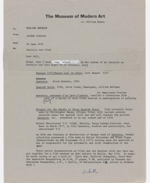 Carta de Judith Cousins a William Burback