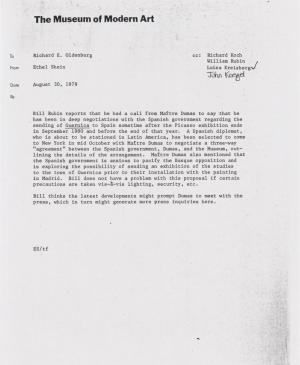 Carta de Ethen Shein a Richard E. Oldenburg