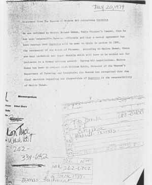 Comunicado del Museum of Modern Art de Nueva York sobre el traslado de Guernica