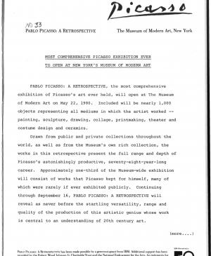 The most comprehensive Picasso exhibition ever to open at MoMA