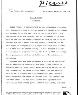 A press release from the Museum of Modern Art, New York, on William Rubin's biography