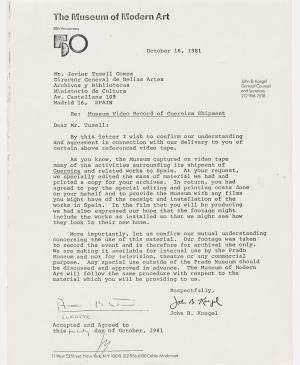 Carta de John Koegel a Javier Tusell del 16 de octubre de 1981