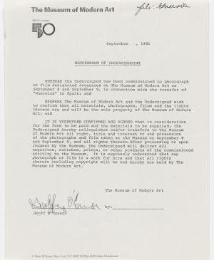 Contrato de conformidad entre el Museum of Modern Art de Nueva York y el abajo firmante