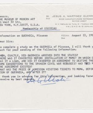 Carta de Sharon Zane a William Rubin