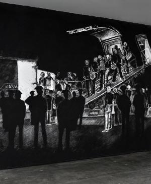  La vuelta del Guernica a España, 2012. Dibujo mural en carbón, 2012. Exposición Kill Lies All, Galeria Newman Popiashvili, New York.