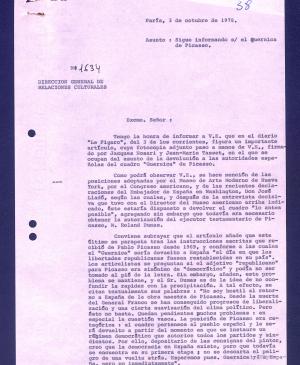 Carta de Miguel Solano a Marcelino Oreja