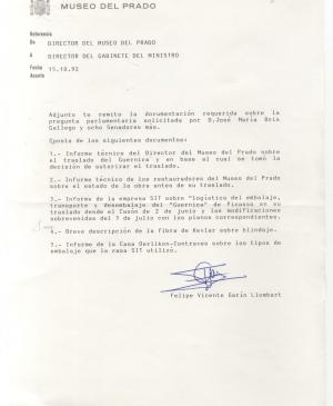 A request from the Senate for a feasibility report on moving Guernica