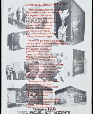 Fiesta homenaje del Partido Comunista de España con poema de Miguel Hernández