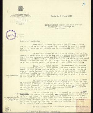 Carta de José Gaos a Juan Negrín