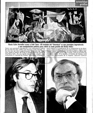 Hasta Calvo Serraller acusa a Solé Turá: el traslado del Guernica es una gravísima imprudencia y una manipulación política para cubrir la mala gestión del Reina Sofía