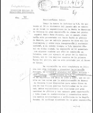 EN Carta de Antonio Mª Aguirre al ministro de Asuntos Exteriores