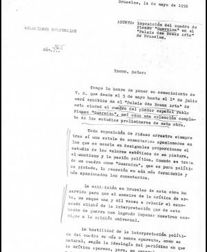 Carta del embajador de España en Bélgica a Alberto Martín-Artajo Álvarez