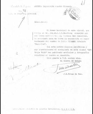 Carta de J. M. Trias de Bes a Alberto Martín-Artajo Álvarez