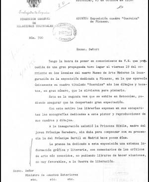 Carta de Ernesto de Zulueta a Alberto Martín-Artajo Álvarez