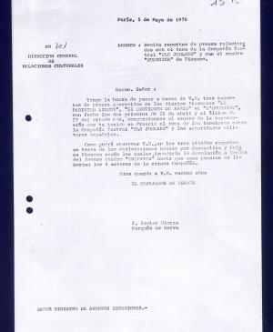EN Carta de Javier Elorza a la Dirección General de Relaciones Culturales