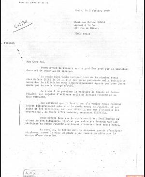 Carta de Jean-Denis Bredin a Roland Dumas