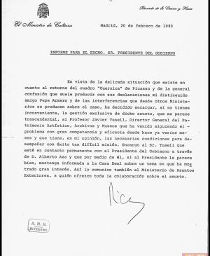 Carta Ricardo de la Cierva Hoces a Adolfo Suárez 