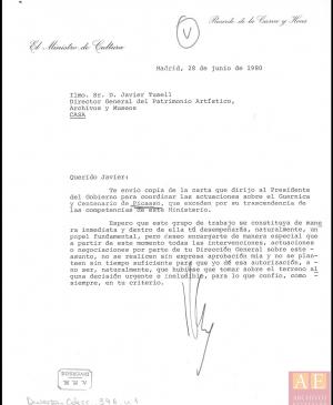 Carta de Ricardo de la Cierva Hoces a Javier Tusell