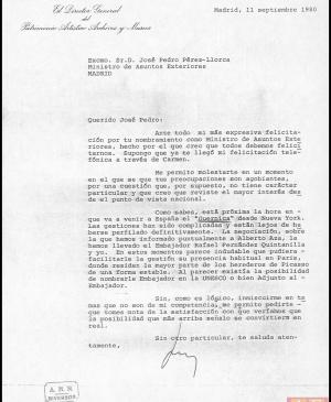 Carta de Javier Tusell a José Pedro Pérez-Llorca