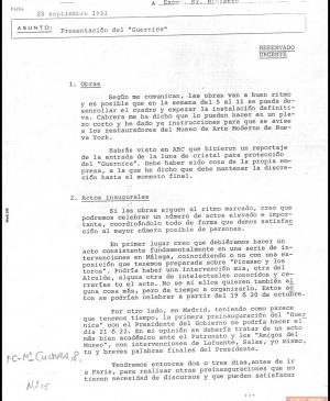 Carta de Javier Tussell a Íñigo Cavero