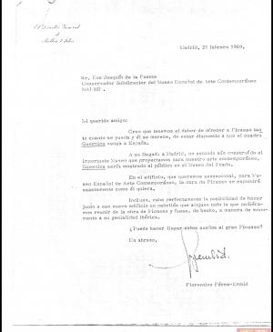 Carta de Florentino Pérez-Embid a Joaquín de la Fuente
