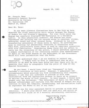 Carta de John B. Koegel a Joaquín Tena