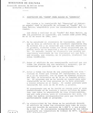 EN Adaptación del Casón del Buen Retiro para alojar el Guernica