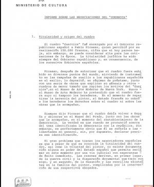 Informe sobre el estado de las negociaciones del traslado de Guernica a España