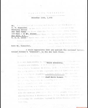 Carta de José Mario Armero a M. Rosenthal