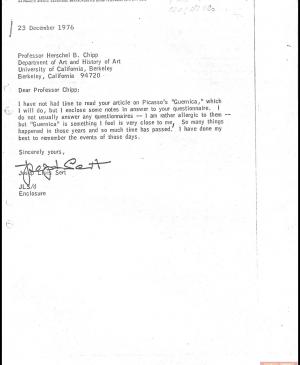 Carta de Josep Lluís Sert a Herschel B. Chipp