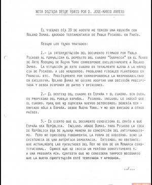 Resumen del encuentro de José Mario Armero con Roland Dumas