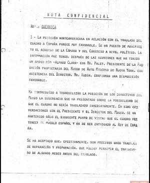 Informe del Ministerio de Cultura sobre el traslado de Guernica