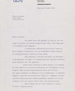 A letter from Carlo Ripa di Meana to Josep Renau