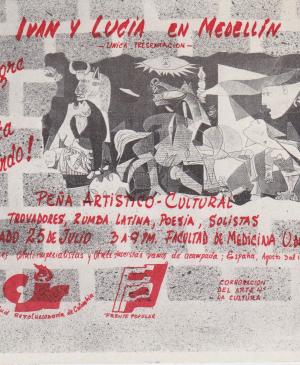 Pegatina de la representación Iván y Lucía en Medellín