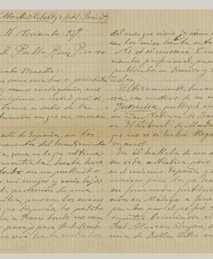 Carta de Francisco De Troya a Pablo Picasso del 16 de noviembre de 1939