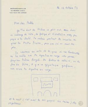 Carta de Claude Roy a Pablo Picasso del 12 de octubre de 1953