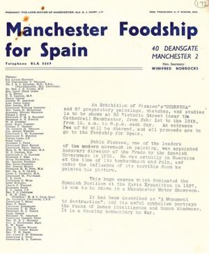 Anuncio de exposición de Guernica en Manchester