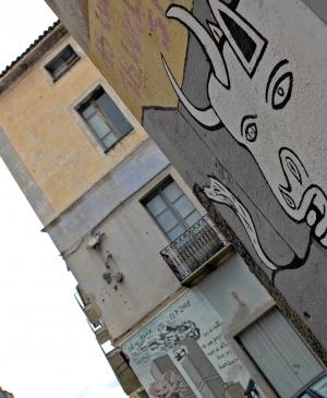 Detalle de mural con escena de Guernica en Orgosolo