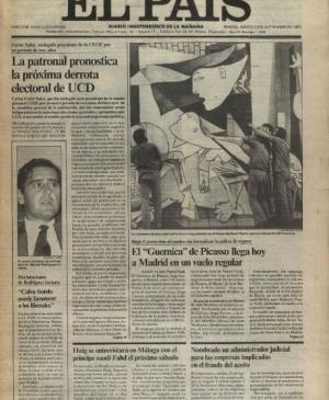 El "Guernica" de Picasso llega hoy a Madrid en un vuelo regular