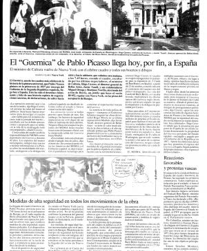 El "Guernica" de pablo Picasso llega hoy, por fin, a España