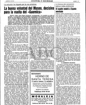 La buena voluntad del museo, decisiva para la vuelta del "Guernica"