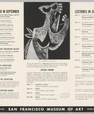 Programa de actividades realizadas en el marco de la exposición Guernica and 59 preparatory studies del San Francisco Museum of Art