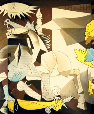 Guernica con personajes de la serie Los Simpson