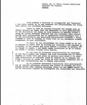 Carta a Íñigo Cavero