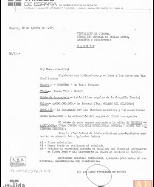Presupuesto del seguro del traslado de Guernica a españa