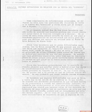 Carta de Javier Tusell a Íñigo Cavero del 13 de noviembre de 1980