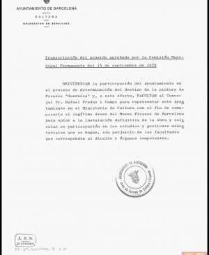 Transcripción del acuerdo aprobado por la Comisión Municipal Permanente