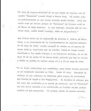 Comentarios a las declaraciones de Blanche Mahler sobre la llegada de Guernica a Nueva York